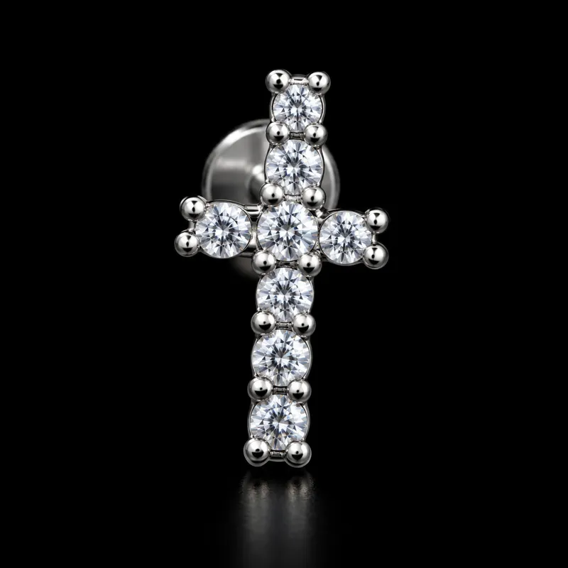 Labret croix argentée