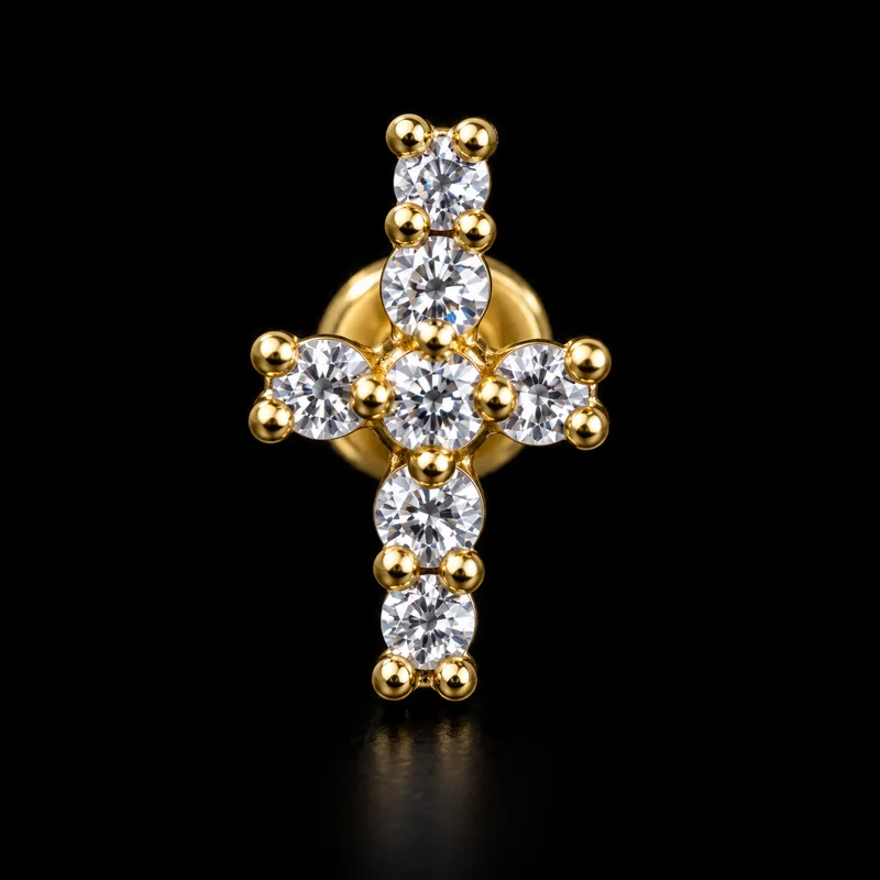 Labret croix dorée